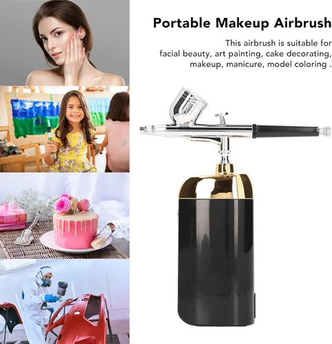 Vista 6 de Aerógrafo portátil de oxígeno, pulverizador de niebla, dispositivo Mister Mini kit de aerógrafo Mister para decoración de pasteles (negro)
