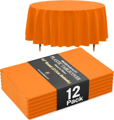 Vista 47 de Exquisite 66% Thicker Premium Aqua Round Tablecloth 0.5 Mil 6 Pack Plastic Table Cloth Disposable 84 Inch Round Plastic Tablecloth Won't Tear Easily