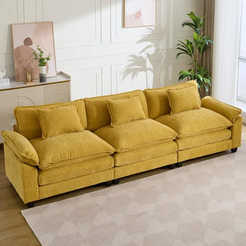 Vista 29 de IPKIG 117" Modular Sectional Cloud Couch, Modern L-Shaped Sofa with Ottoman Blanco beige