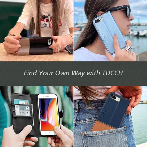 Vista 9 de TUCCH - Funda tipo cartera para iPhone 8 Plus