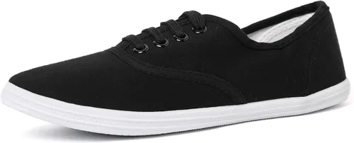 Vista 15 de VenusCelia - Tenis de lona con agujetas Rainbow para mujer Negro (Allblack)