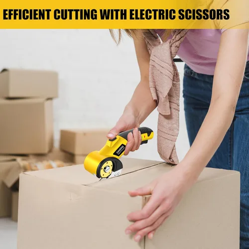 Vista 6 de Tijeras Eléctricas Inalámbricas, Cortador de Cartón con Luz LED, Cortador de Caja Eléctrico Rotativo Recargable de 4V, 2 Cuchillas, Adecuado