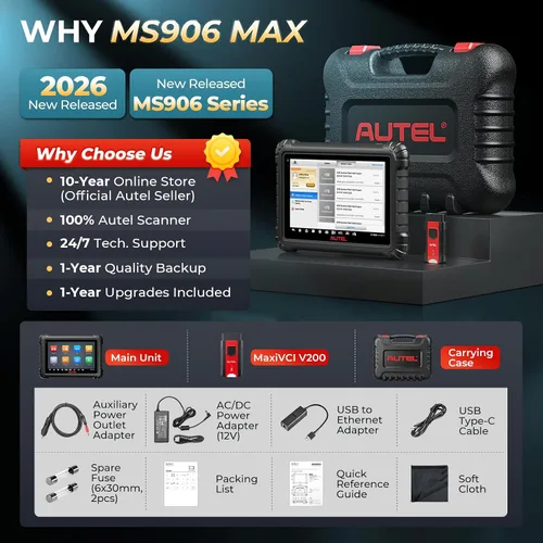 Vista 9 de Escáner Autel MaxiSys MS906 MAX, codificación OE 40+ servicios bidireccionales superiores 2026 10'' MS906MAX V2.0 of MS906 PRO/MK908II, Lite of