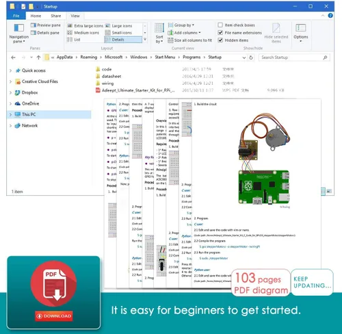 Vista 2 de Adeept GPIO cable de Ultimate principiantes Kit de aprendizaje para Raspberry Pi 3 2 Modelo B/B + Python ADXL345 DC Motor