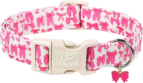 Vista 28 de Collar de perro floral azul, collar floral de algodón ajustable para primavera y verano con colgante de margarita, hebilla de liberación rápida