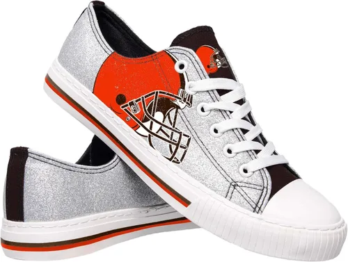 Vista 38 de FOCO Womens NFL Team Logo Ladies Fashion Glitter Low Top Canvas Sneakers Shoes