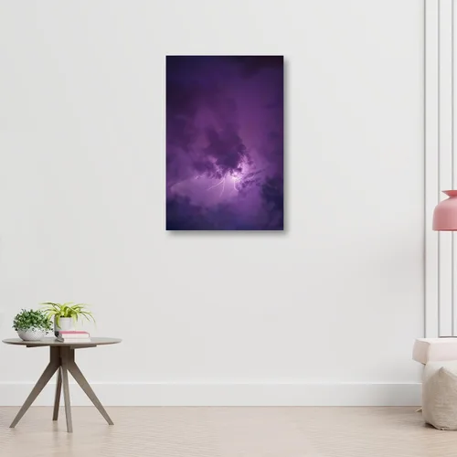 Vista 5 de Lienzo decorativo para pared, diseño de cielo nocturno morado, imágenes de relámpagos y paisajes de naturaleza Clould, decoración de pared