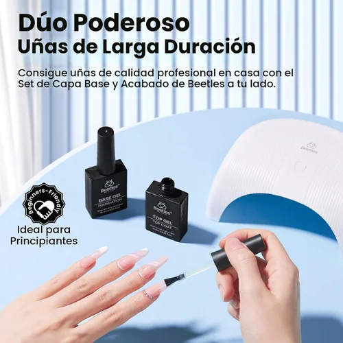 Vista 3 de Beetles - Juego de capa superior y base de gel que no se limpia para esmalte de uñas de gel 2pcs 0.5 fl oz Super Brillante y Larga Duración Soak