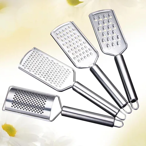 Vista 3 de Rallador de acero inoxidable para cortador de agujeros de cocina para papas, jengibre y queso, mango antideslizante para seguridad esencial