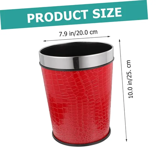 Vista 5 de Bote de basura de plástico rojo con cuero, 1.0 litros, para oficina y hogar