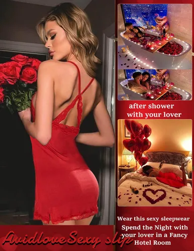 Vista 3 de Avidlove - Ropa de dormir sexy para mujer camisón de algodón para mujer lencería para mujer