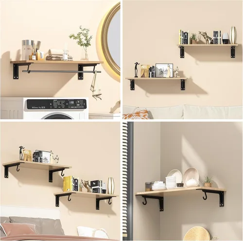 Vista 7 de Soportes para barra de armario, soporte resistente de 400 libras, soportes de estante de armario con soporte para barra para armario, baño y cocina