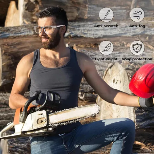 Vista 2 de Ansi Z87.1 Clear Safety Glasses With Side Shields Anti Fog Scratch Resistant Stylish Eye Protection For Men