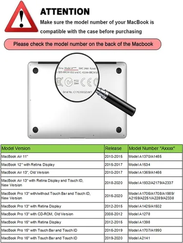Vista 2 de Funda compatible con MacBook Air de 11 pulgadas, cubierta protectora de plástico y cubierta de teclado, grano de madera