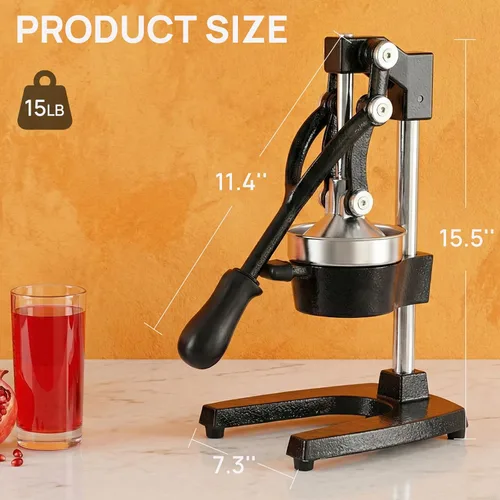 Vista 7 de [Usado] Exprimidor de cítricos de hierro fundido de cocina, exprimidor manual de naranja, exprimidor de encimera resistente para limón, naranja