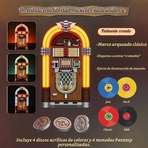 Vista 2 de PANTASY Kit de construcción retro Jukebox para adultos y adolescentes