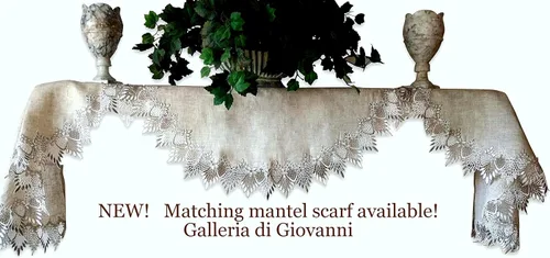 Vista 6 de Encaje 72" Camino de mesa Dresser bufanda Neutral Doily tonos tierra Encaje Europea
