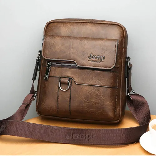 Vista 2 de LederleiterUSA Bolso de hombro de cuero para hombre, bolso retro para hombre, bolso de cuero cruzado, bolso de mensajero, maletín de personalidad