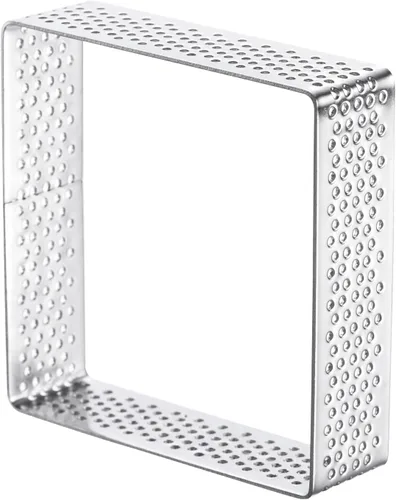 Vista 4 de uxcell Anillos de acero inoxidable para tartas, 2.75 pulgadas, anillo de mousse de pastel perforado, cuadrado, antiadherente, para postre