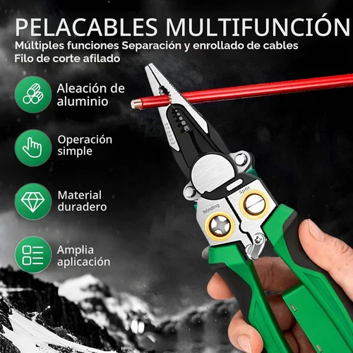 Vista 4 de Pelacables 8 en 1 con probador de voltaje, herramienta eléctrica multiusos para cortar y tirar de alicates, alicates eléctricos para cortar alambres