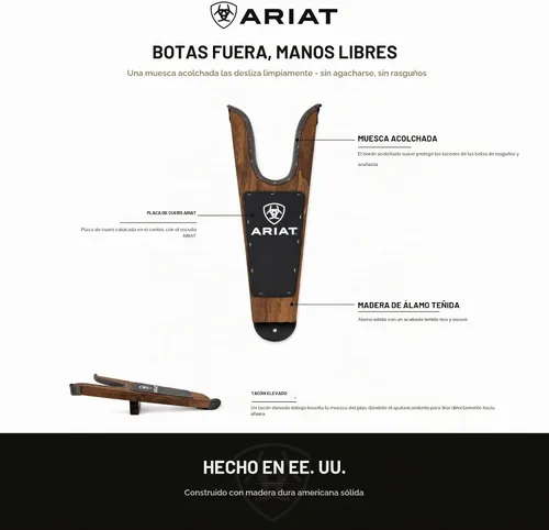 Vista 4 de ARIAT Small Stained Wood Boot Jack with Padded Edge