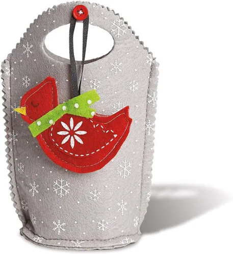 Vista 2 de Cardinal Ornament - Bolsas de fieltro de Navidad – Juego de 5 bolsas de regalo para niños, fiestas de vacaciones, decoración de profesores
