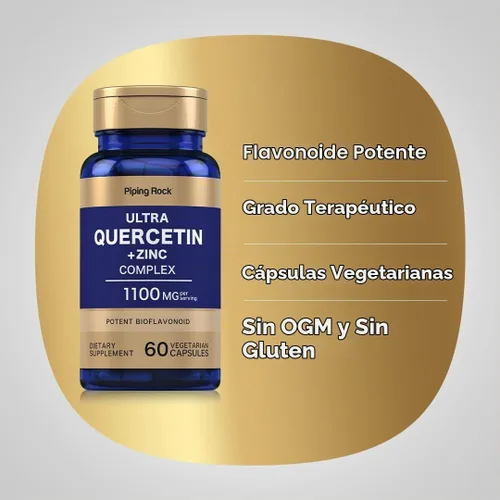 Vista 4 de Piping Rock Quercetina Zinc Complex 1100 mg 60 Cápsulas Flavonoide