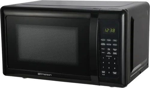 Vista 2 de Emerson MW7302B - Horno microondas compacto para encimera con control táctil, pantalla LED, 700 W, 10 niveles de potencia, 6 menús automáticos