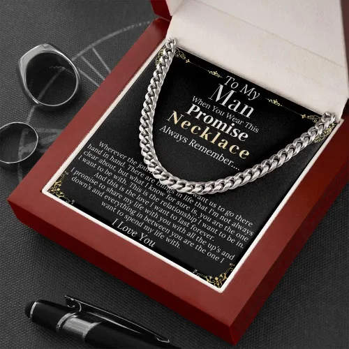 Vista 2 de MJG - Collar de promesa de cadena de regalo para noviomarido, regalo de Navidad para él de noviaesposa, collar de promesa para mi hombre, collar