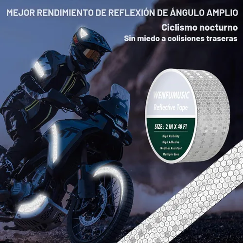 Vista 6 de Cinta Reflectante 2" x 40 pies Blanco Fluorescente, DOT-C2 Impermeable Pegatinas Reflectantes y Cinta Reflectora con Adhesivo Fuerte para Camiones