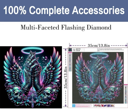 Vista 2 de ijbnhd Kits de Arte de Diamantes de Mano de Ángel para Adultos, Kit de Pintura de Diamantes de Alas de Ángel para Principiantes, Kit de Arte