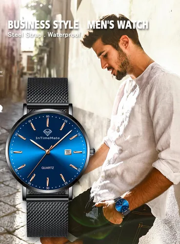 Vista 5 de Reloj de pulsera para hombre, de lujo, con diamantes de lujo, con calendario, vestido de negocios, reloj brillante para hombre, de cuarzo