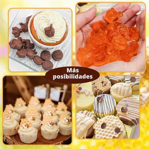 Vista 2 de Webake Molde de chocolate para dulces de abeja con 7 formas diferentes, molde de silicona de abeja de 35 cavidades para decoración de cupcakes