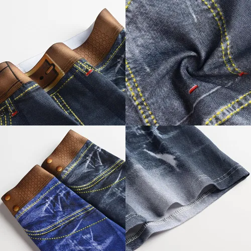 Vista 5 de Golirsteca Calzoncillos tipo bóxer de algodón con estampado de mezclilla 3D para hombre, ropa
