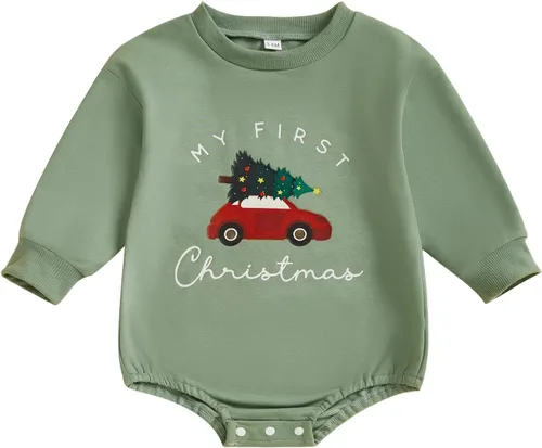 Vista 14 de MERSARIPHY Ropa de Navidad para bebé, sudadera para bebé, niño, niña, mameluco de Papá Noel para bebé, trajes de otoño e invierno Waffle