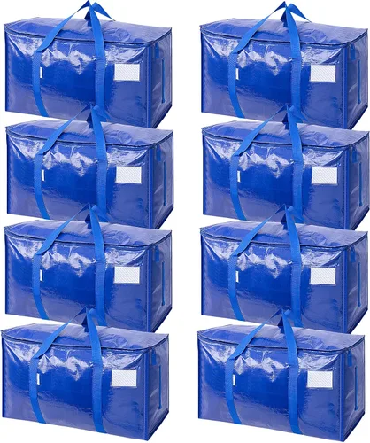 Vista 20 de TICONN Paquete de 2 bolsas de mudanza extra grandes resistentes con cremalleras y asas de transporte, bolsas de almacenamiento duraderas