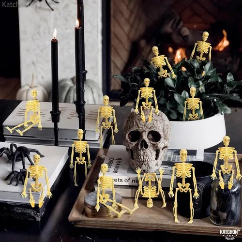 Vista 9 de KatchOn, Huge Pack of 12 Halloween Mini Skeletons Figure - 6-inch