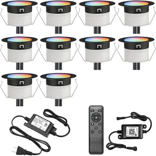Vista 9 de Sumaote Kit de luces LED para cubierta, carcasa negra, 50 unidades, 1.22 pulgadas, WiFi, control de teléfono inteligente, bajo voltaje, empotrada