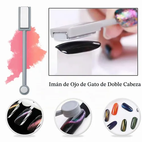 Vista 5 de 13 piezas de imanes para uñas con efecto ojo de gato, súper imanes magnéticos para uñas, imanes de gel para uñas con efecto ojo de gato 3D, varita