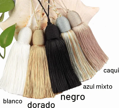 Vista 6 de 2 borlas para llaves con bucle, accesorios hechos a mano, color Negro