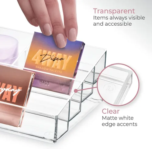 Vista 5 de iDesign The Sarah Tanno Collection - Organizador de cosméticos y esmaltes de uñas de plástico, 5 compartimentos, transparente