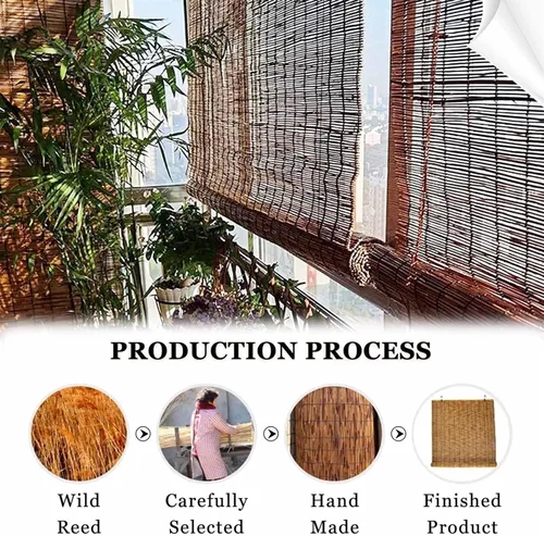 Vista 2 de Persianas de bambú sin cordones para porche, persianas de bambú para ventanas, persianas enrollables de bambú, persianas al aire libre para porche