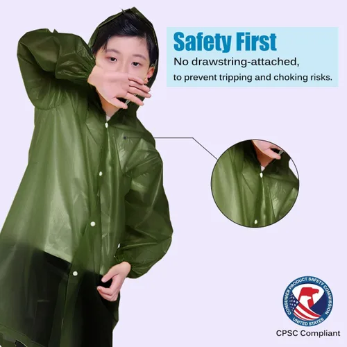 Vista 43 de Chaqueta de lluvia para niños, paquete de 2 ponchos de lluvia para niños, impermeables reutilizables para niños y niñas, impermeable, para exteriores