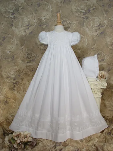 Vista 2 de Vestido de bautizo con bordado a mano de algodón de 32 pulgadas