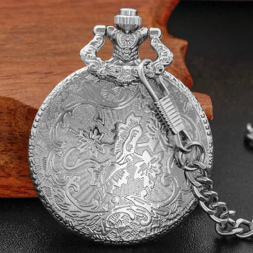 Vista 5 de Silvery Shield - Reloj de bolsillo de cuarzo con movimiento de cuarzo, reloj de bolsillo de cuarzo con escala digital de número arábigo con clip