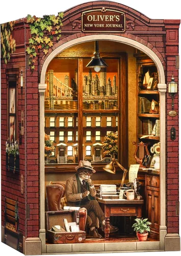 Vista 13 de CUTEBEE Kit de rincón de libros, rompecabezas de madera 3D en miniatura