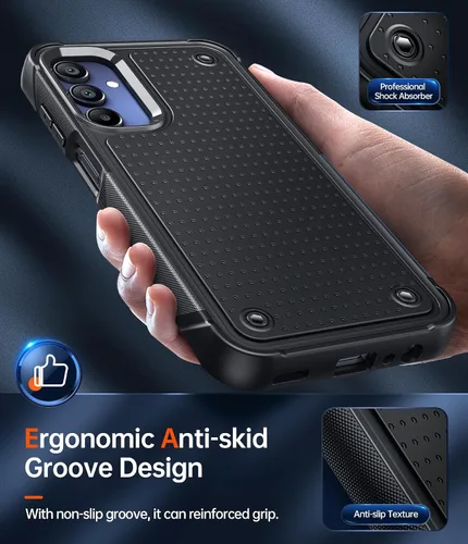 Vista 3 de LeYi Funda para teléfono Galaxy A15-5G: A15 5G Funda con protector de pantalla de vidrio, resistente a prueba de golpes de doble capa protectora