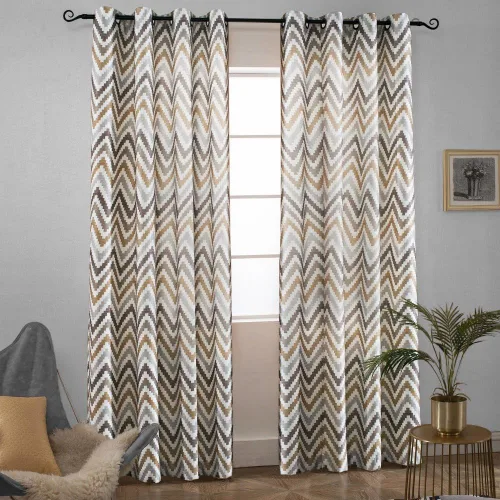 Vista 9 de Melodieux - Cortinas con ojales para ventana estilo Chevron para sala de estar, 52 x 96 pulgadas, color azul (1 panel)