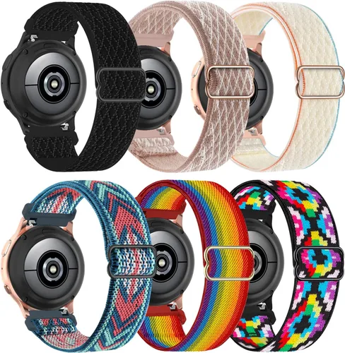 Vista 9 de Sunnyson, 6 bandas elásticas de nylon compatibles con Samsung Galaxy Watch 7/6/5/4 de 40 mm y 44 mm, correa de bucle elástico suave de 20 mm