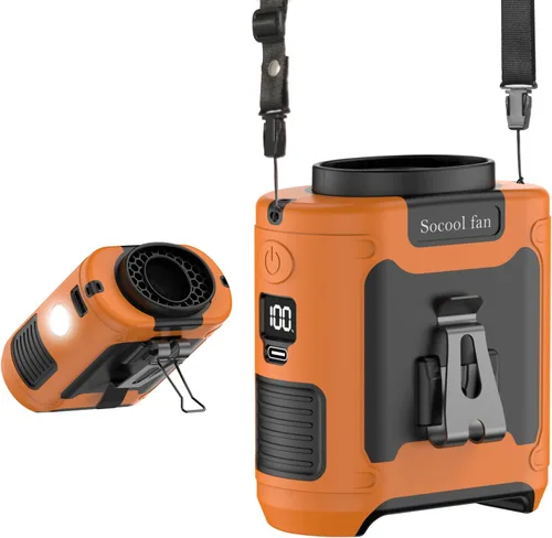 Vista 17 de Socool Ventilador de cintura portátil de 10000mAh con clip en cinturón portátil, ventilador personal recargable operado con batería con 5